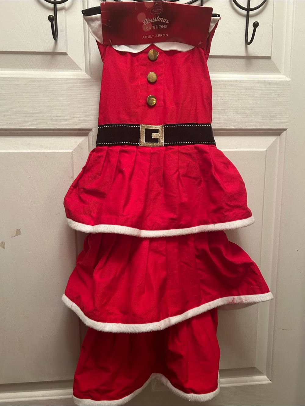 Kohl's Red Santa-Style Kids Apron with Black Belt